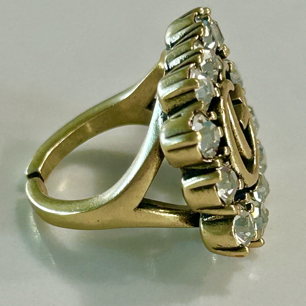 Gucci Gold Tone Metal Rhinestone Ring - Picture 6 of 8